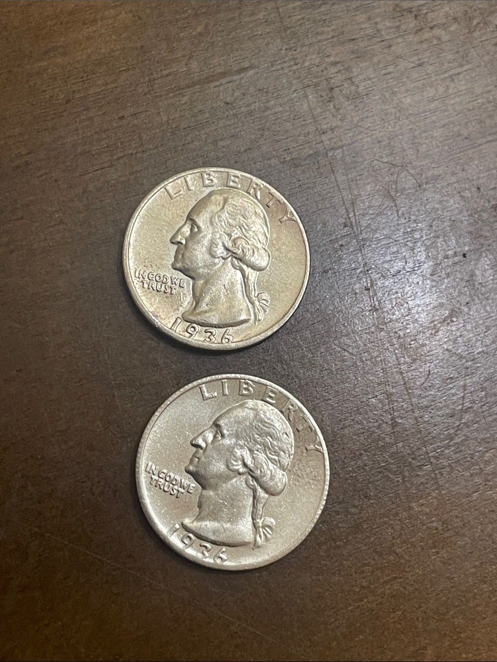 1936-D 2 total rare year silver quarters